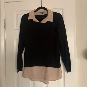 Black Sweater w/ pink chiffon attached undershirt